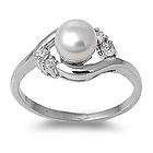Sterling Silver 925 Womens ring size 6 Sweet Pearl CZ