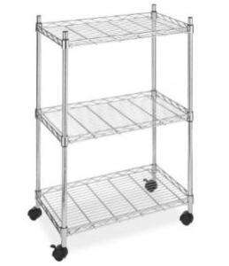 NEW Chrome Wire Shelving Cart Unit 3 Shelves w/casters  