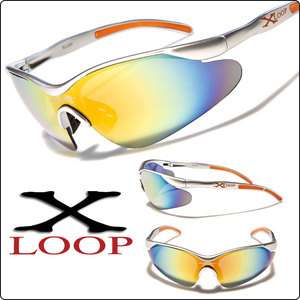 Loop Sport Baseball Sunglasses Men Plastic Silver Frame Revo Orange 