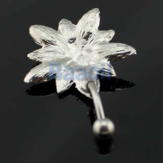 Flower Crystal Rhinestone Belly Navel Button Bar Ring Piercing  