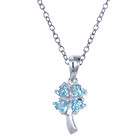Swiss Blue Topaz Flower Pendant In Sterling Silver With 18 Chain (1/2 