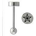 Surgical Steel Etched Star Logo Barbell