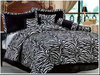 Imperial MicroSuede Black & White Zebra Striped Comforter & Drape Set 