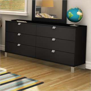   Drawer Double Solid Black Finish Dresser 066311045802  