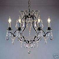 LT CRYSTAL BLACK WROUGHT IRON CHANDELIER FREE SHIP  