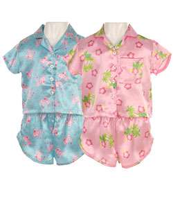 Hype Girls Turquoise & Pink Satin Pajamas (Set of 2)  