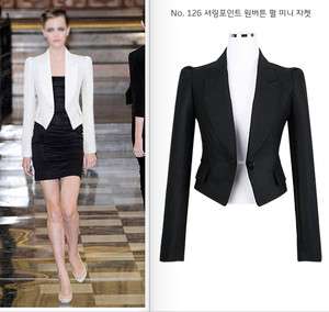  Stretch cotton Slim Solid Puff Long Sleeve Small Suit Blazers  