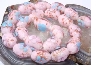 12x16mm Pink Blue Lampwork Oval Beads 14  