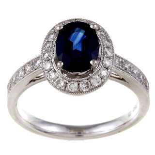 18k White Gold Blue Sapphire and 1/2ct TDW Diamond Ring (G H, VS1 VS2 