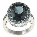 Glitzy Rocks Sterling Silver 7 CTW London Blue Topaz Cocktail Ring