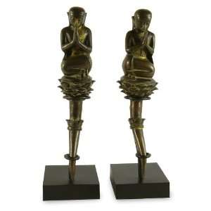  Bronze sculptures, Respect for Buddha (pair)
