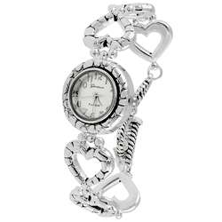 Geneva Platinum Heart Link Bracelet Watch  