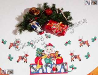 Bucilla JOY Tree Skirt Santa & Reindeer, Toys Counted Cross Stitch 