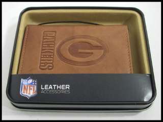 Green Bay Packers Embossed Licensed NFL Leather Trifold Wallet New in 