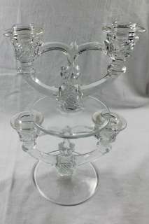 Pair Vintage Elegant Crystal Glass Candle Sticks Candelabra  