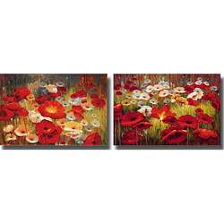   Santini Meadow Poppies Unframed Canvas 2 piece Set  