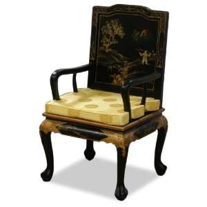  Hand Painted Chinoiserie Scenery Design Arm Chair