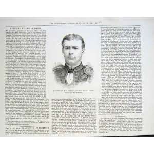 Portrait Lt Brooks Gordon Highlanders Old Print 1882 