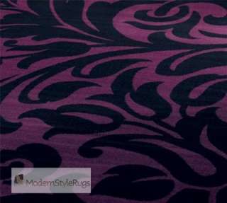 Black & Purple Damask Design  Budget Home Rug   6 Sizes  