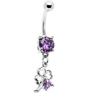  Lilac Gem Lucky Shamrock Dangle Belly Ring Jewelry