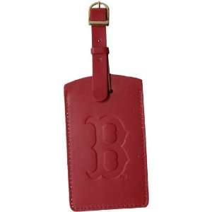  MLB Boston Red Sox Red Leather Embossed Logo Bag Tag 
