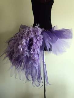 Burlesque Tutu Skirt Purple/Lilac Bustle Feathers14/18  