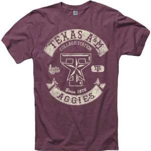  Texas A&M Aggies Heathered Wine Rockers Ring Spun T Shirt 