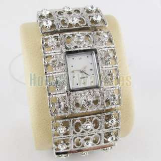   Fashion Crystal Bling Bracelet Silvery Ladies Dress Wrist Watch  