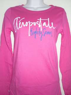 NWT Juniors Womens Aeropostale Pink Script Logo L/s Shirt Medium Large 