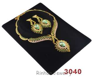 W28937green rhinestrone alloy Necklace Earring bridal  