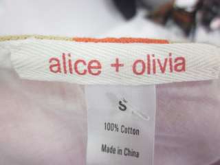 ALICE + OLIVIA Orange White Chevron Stripe Dress Sz S  