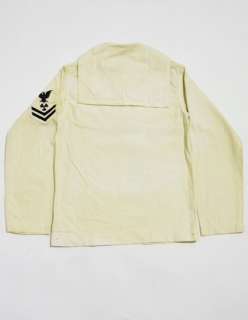 Vintage 40s WW2 Navy USN Underdress White SAILOR Uniform Flap Shirt 36 