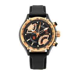   Flyback Black Leather Strap Chronograph Dial Watch  