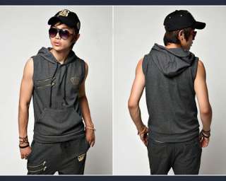 New Mens Sport Suit Pullover & Pant Casual Sleeveless Printed 4 Colors 