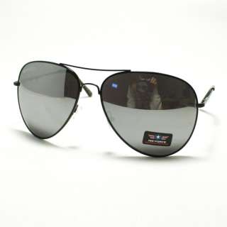   FORCE Aviator Sunglasses Classic Style Metal Frame BLACK Mirror Lenses