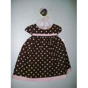  Carters 2 piece Girls Pink/Brown Polka Dot Dress Set Size 