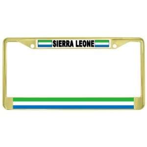  Sierra Leone Flag Gold Tone Metal License Plate Frame 