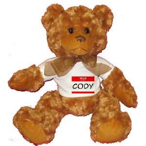  HELLO my name is CODY Plush Teddy Bear with WHITE T Shirt 