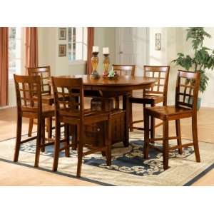 East West Furniture E7 BRN W Elegant 7PC Set with Oval Counter Height 