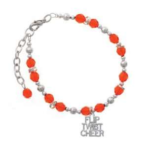 Flip, Twist, Cheer Orange Czech Glass Beaded Charm Bracelet [Jewelry]