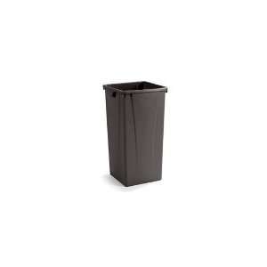   Square Waste Container, 23 Gallon, Poly, Brown