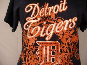 Detroit Tigers shirt top Swarovski cap sleeve G III  