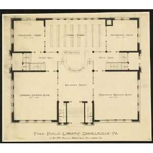  Free Public Library,floor plan,Connellsville,PA,1900