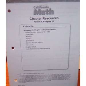  Chapter Resources Grade 1 Chapter 13 (California Math 