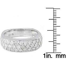 14k White Gold 1ct TDW Diamond 3 row Ring (H I, I1 I2)  