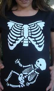 Skeleton xray baby maternity shirt pregnancy halloween  