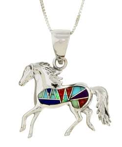 Sterling Silver Multi stone Horse Necklace  