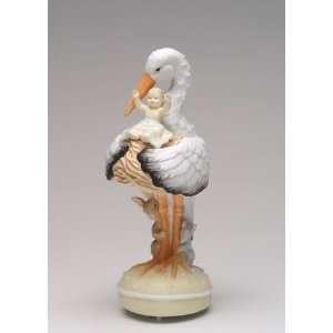 Spring   Hello World   Stork / boy Musical Figurine 