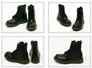 Womens Black Military Combat Zipper Boots Shoe US 6~8.5  