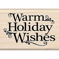 Inkadinkado Warm Holiday Wishes Wood mounted Rubber Stamp 